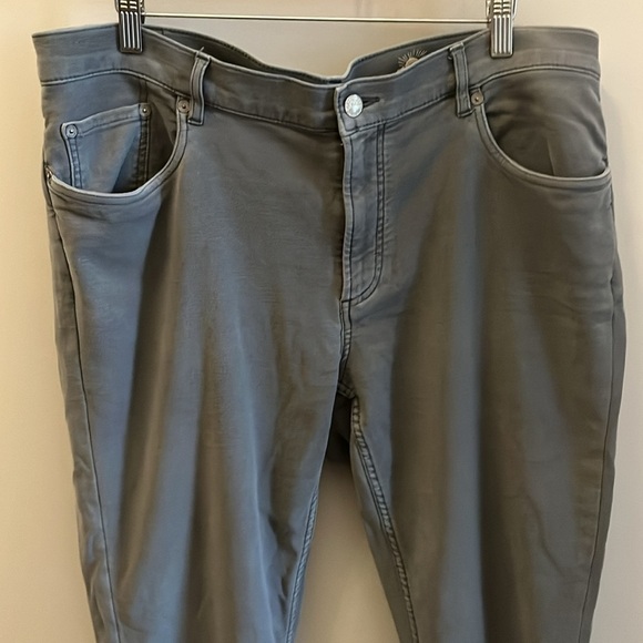 Faherty Stretch Terry 5-Pocket Pants Slate Gray Mid-rise Slim Leg Hemmed Short - Picture 3 of 14